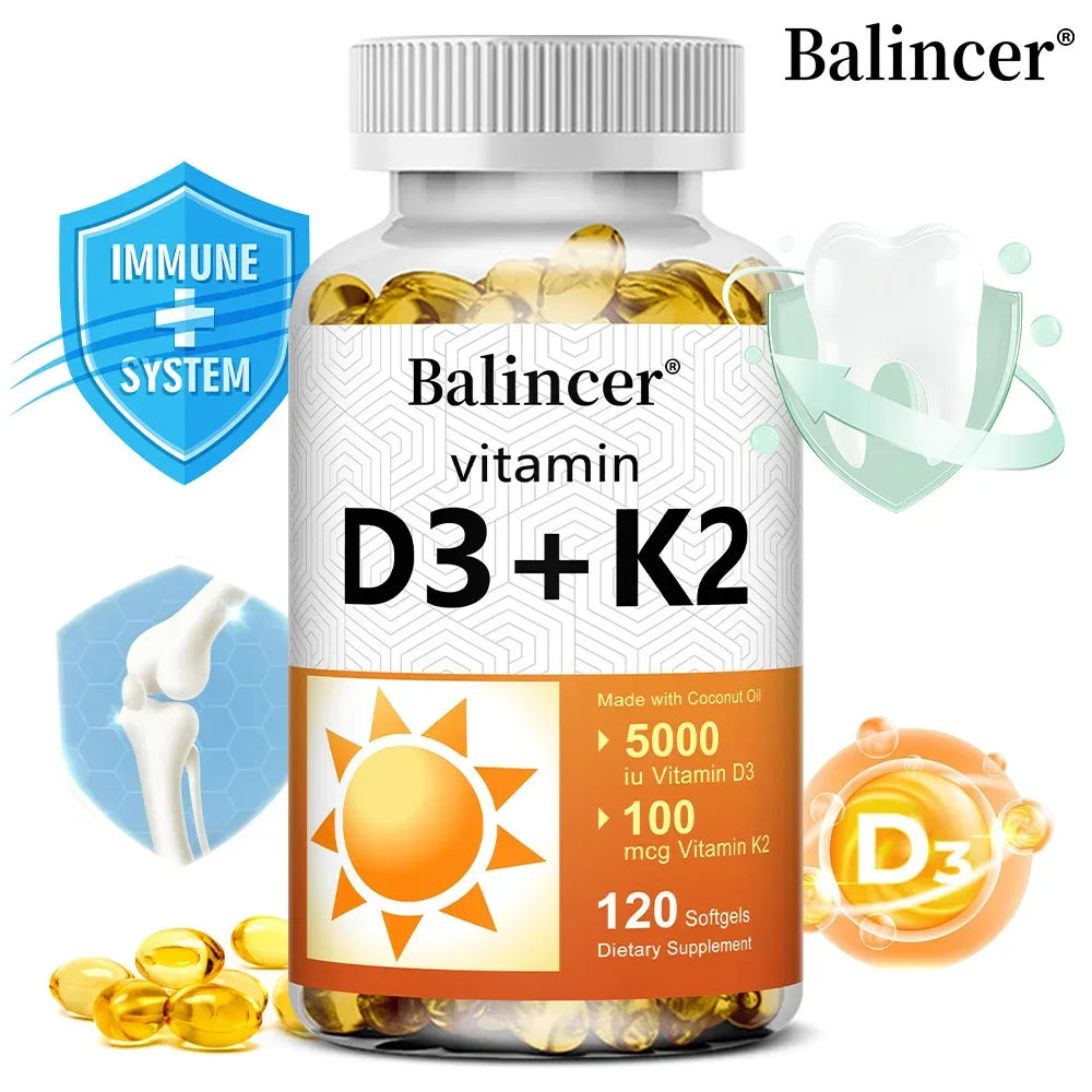 Vitamin D3 + K2 with Organic Virgin Coconut Oil, Vegan D3 (5000iu) with MK7 Vitamin K2 (100mcg), Supports Bone Health Supplement - Path to Self-Improvement