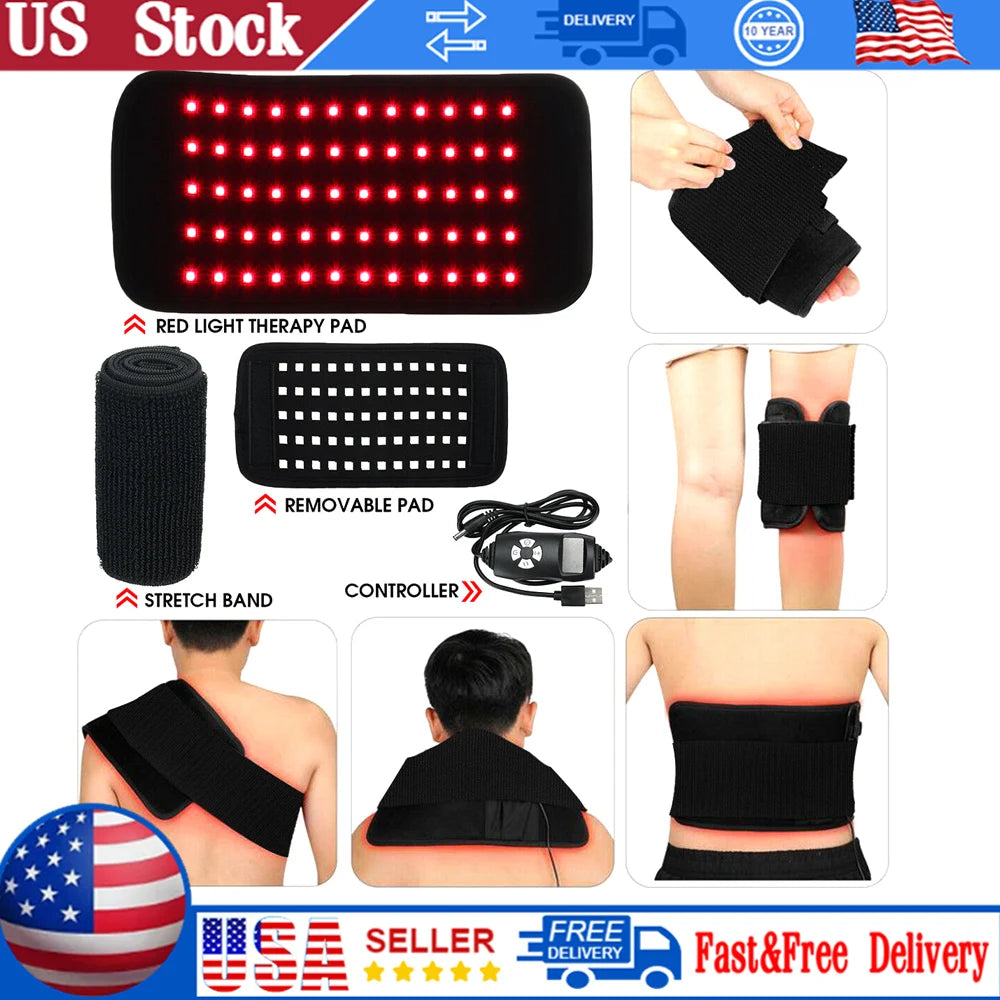 Infrared Light LED Healthcare Waist Red Light Heating Massage Belt Pad Lumbar Back Waist Massage For Back Knee Hands Feet Relief - Path to Self-Improvement