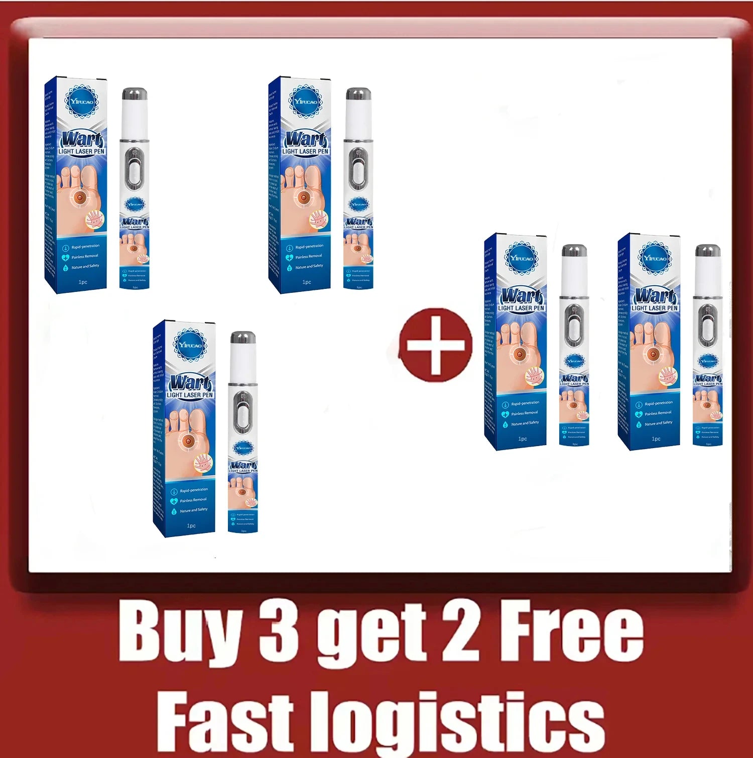 Quick and painless removal of warts, the latest generation blue light laser pen, hot-selling package - Path to Self-Improvement