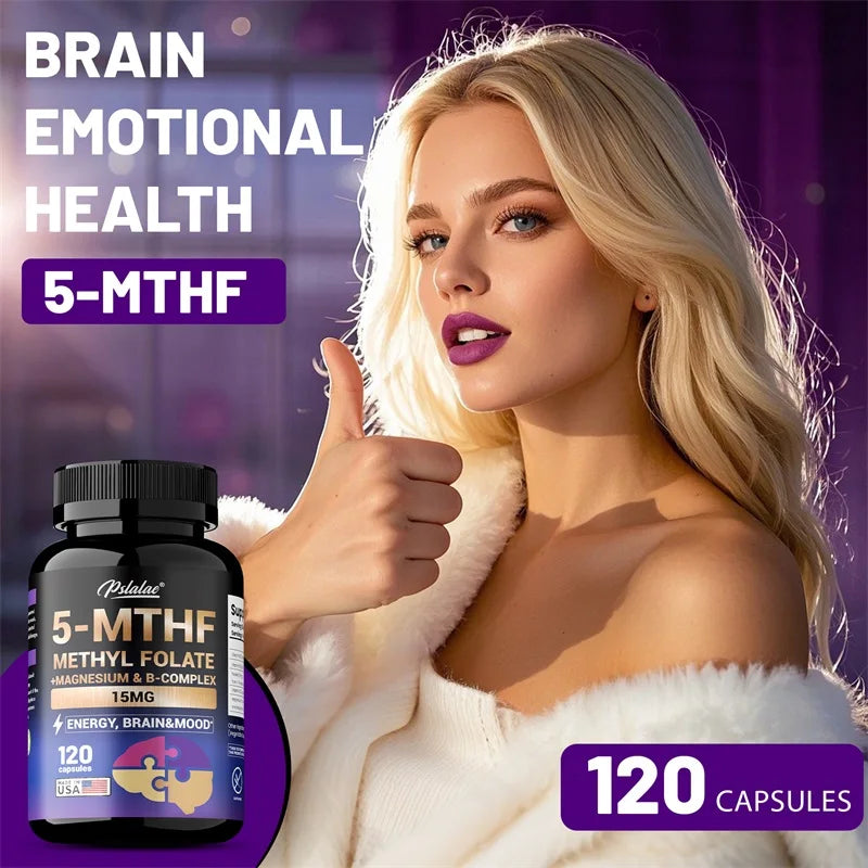 5-MTHF Methylfolate Supplement - Energy, Brain and Mood Support, Enhances Memory, Focus and Clarity, Boosts Cognitive Function