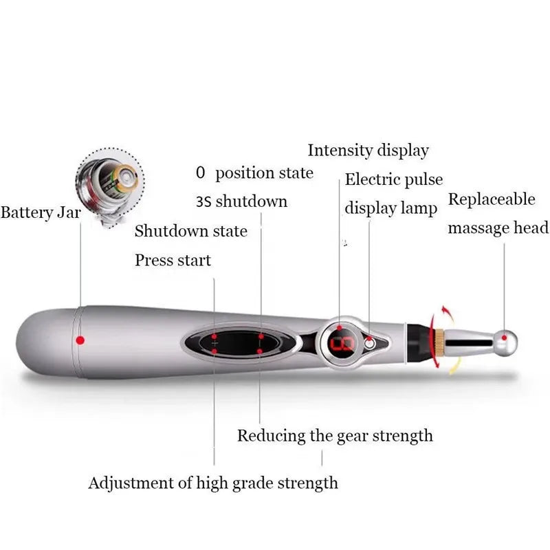 Electric Acupuncture Point Massage Pen Pain Relief Laser Therapy Electronic Meridian Energy Pen Body Head Back Neck Leg Massager