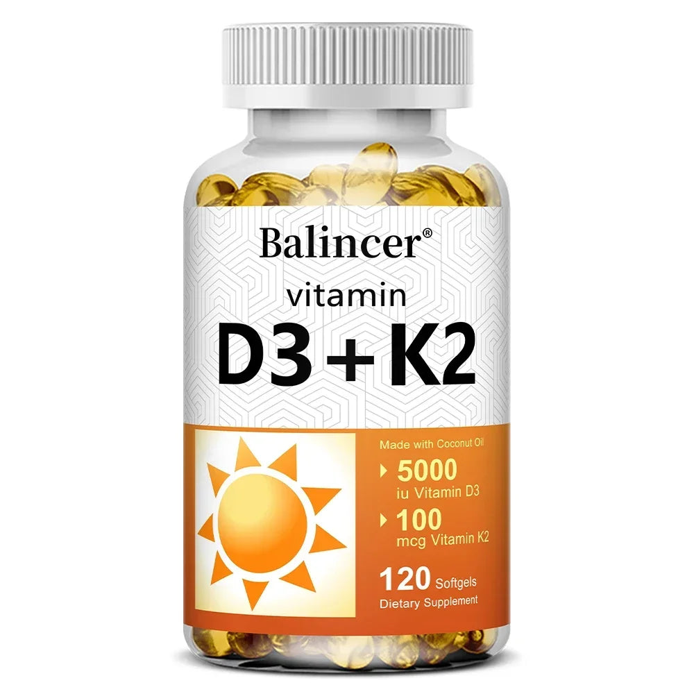 Vitamin D3 + K2 with Organic Virgin Coconut Oil, Vegan D3 (5000iu) with MK7 Vitamin K2 (100mcg), Supports Bone Health Supplement - Path to Self-Improvement