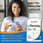 L-Theanine 200 Mg, Extra Strength Theanine Supplement – Focus and Relaxation Support, Improved Sleep, Non-GMO and Gluten-Free