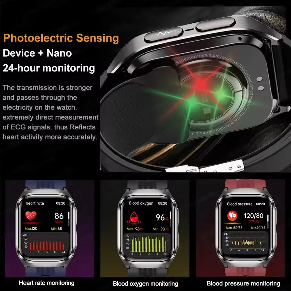 NEW Air Pump Airbag Blood Pressure Accurate Diagnosis Smart Watch ECG Temp Blood Fat Uric Acid Men Three High Monitor Smartwatch - Path to Self-Improvement