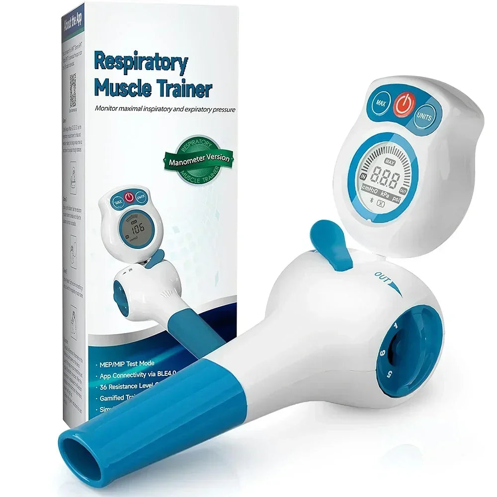 Breathing Trainer with Electric Manometer for Lung Expander Respiratory Muscle Trainer Therapy Inspiratory Expiratory