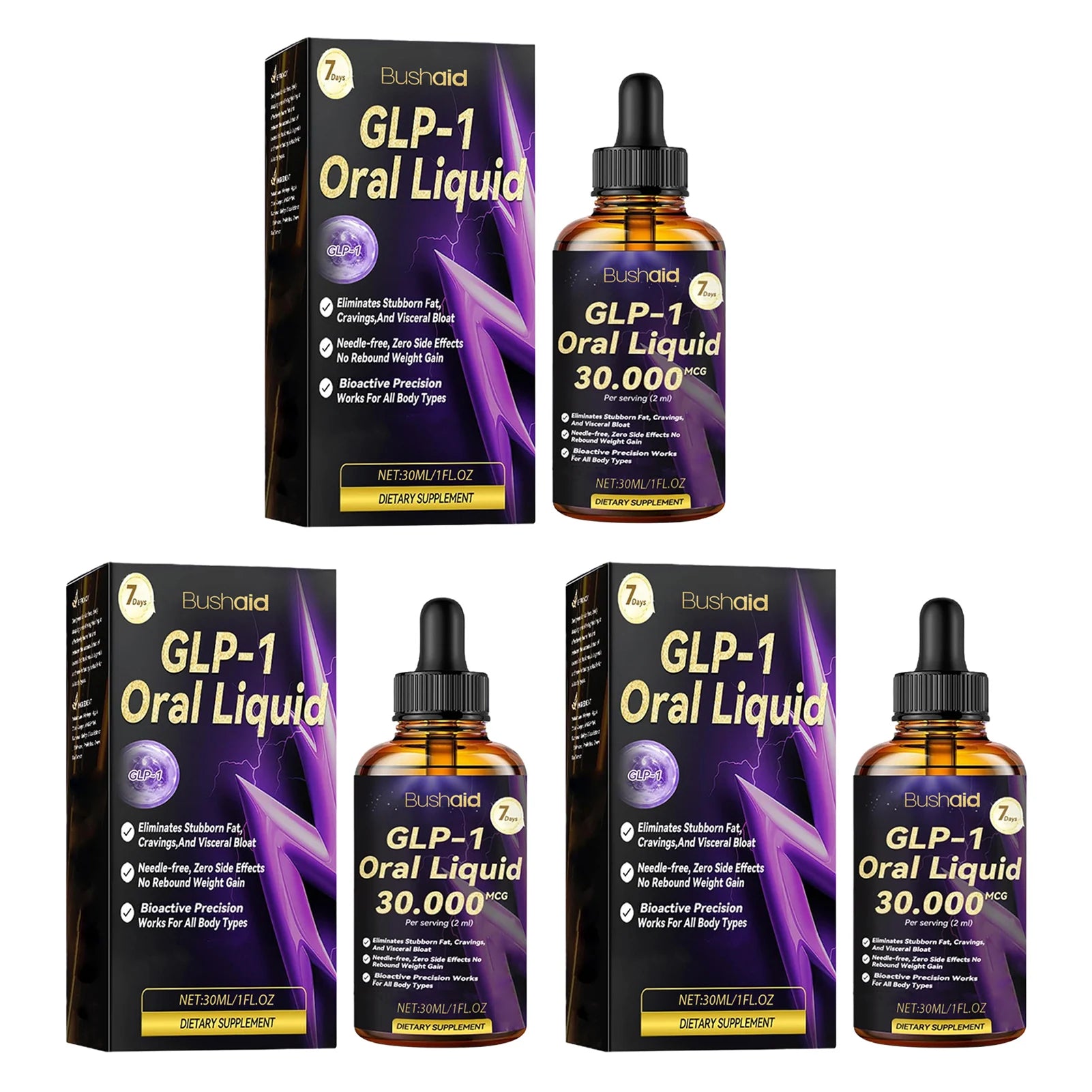 30ml GLP-1 Oral Liquid GLP 1 Peptide Complex Serum Weight Loss Supplements Natural Advanced Body Care Liquids Drops For Women