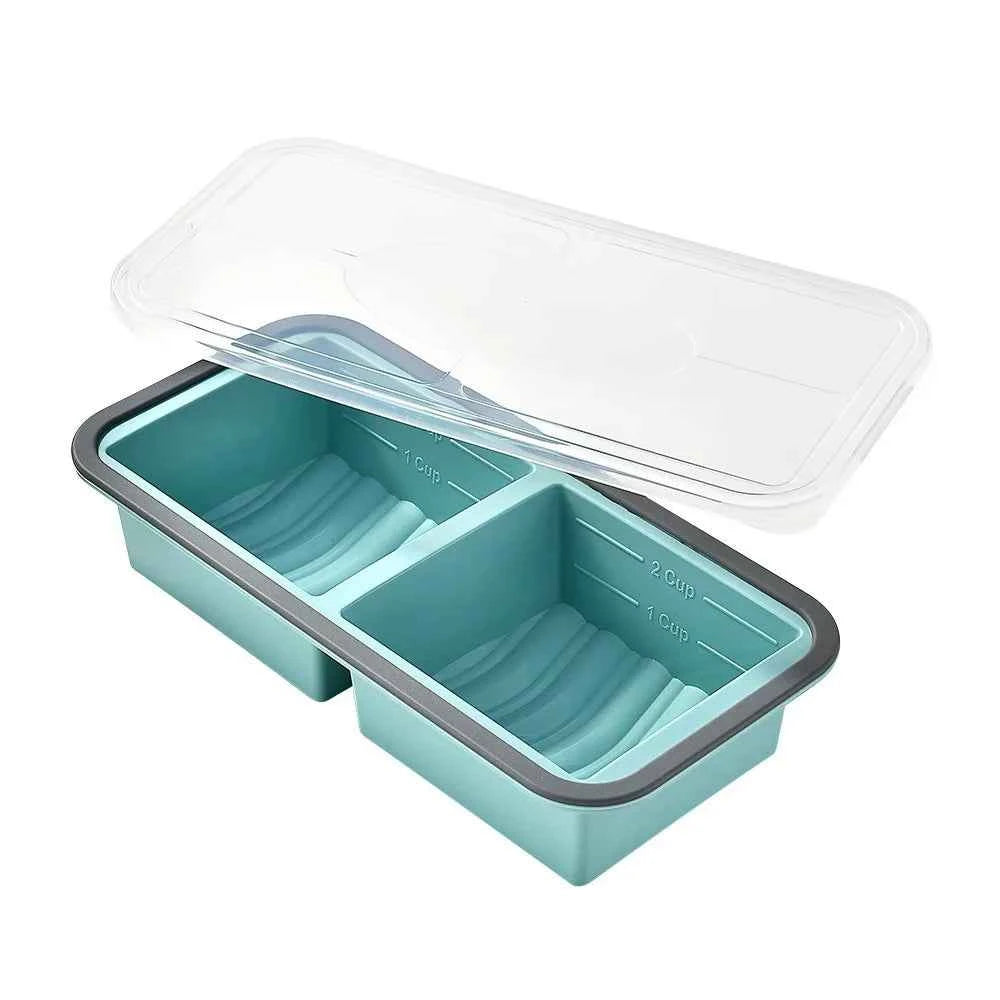 1pc Silicone Freezer Tray with Lid, Perfect for Storing Lasagna, Leftovers, Sauce, Silicone Freezer Mold for Meal Prepping