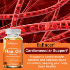 Flax Oil Supplement - with Omega-3, EPA, DHA and Vitamin D, Benefits Brain and Heart Health, Improves Skin Health