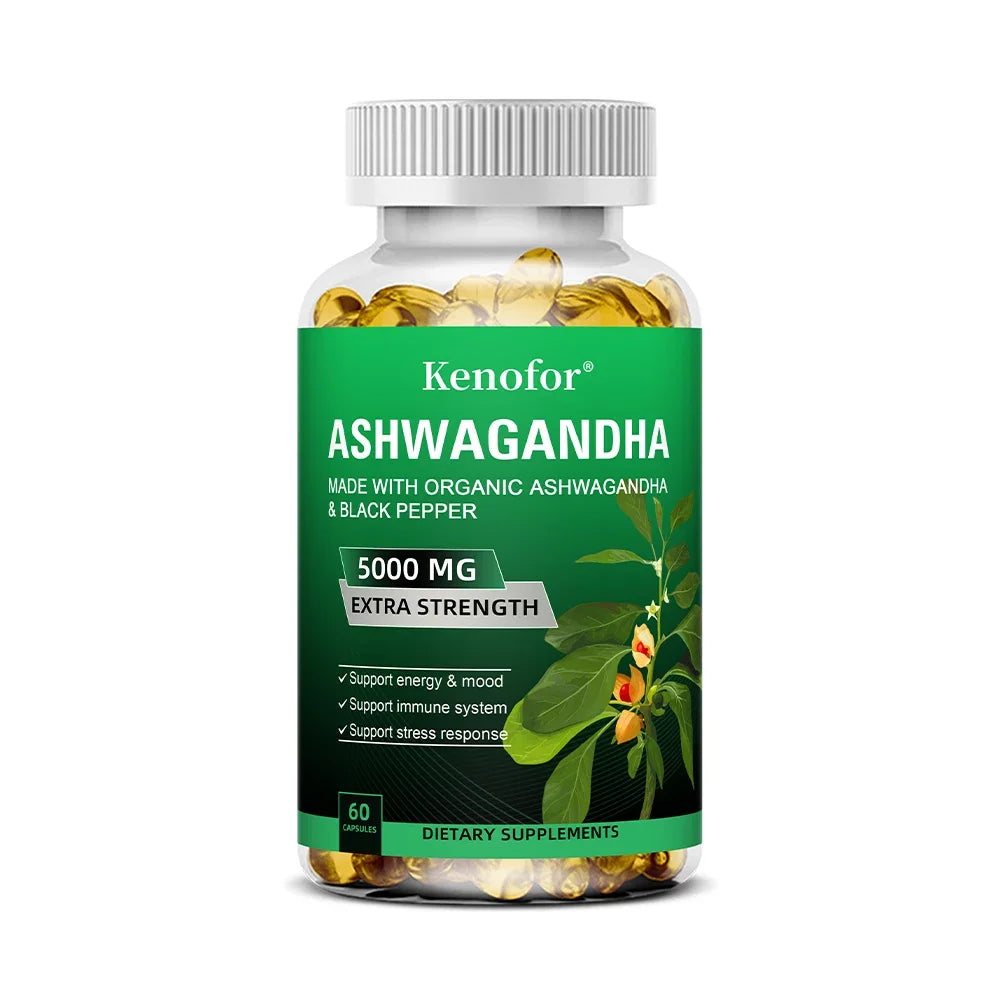 Ashwagandha Supplement - Boosts Brain and Memory, Boosts Energy, Focus, Improves Mood and Sleep - 120 Capsules