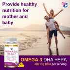 Prenatal Vitamin + DHA, Omega 3 Fish Oil with DHA & EPA for Brain Development & Nervous System Suppor, Non-GMO