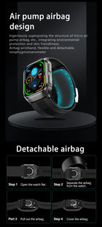 NEW Air Pump Airbag Blood Pressure Accurate Diagnosis Smart Watch ECG Temp Blood Fat Uric Acid Men Three High Monitor Smartwatch - Path to Self-Improvement