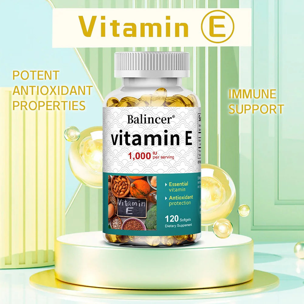 Vitamin E 1000 IU Soft Gel - Vitamin E Supplement, Essential Antioxidant Support, Support Skin, Heart and Immune Health - Path to Self-Improvement