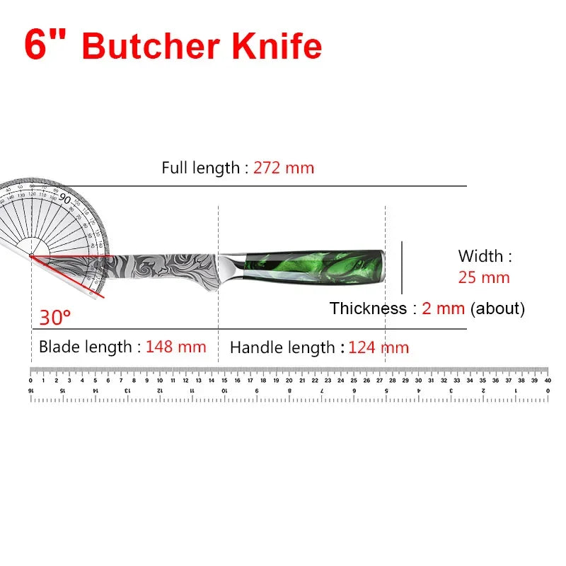 Damascus Pattern Chef Knife - Professional Kitchen Knife Set - Path to Self-Improvement