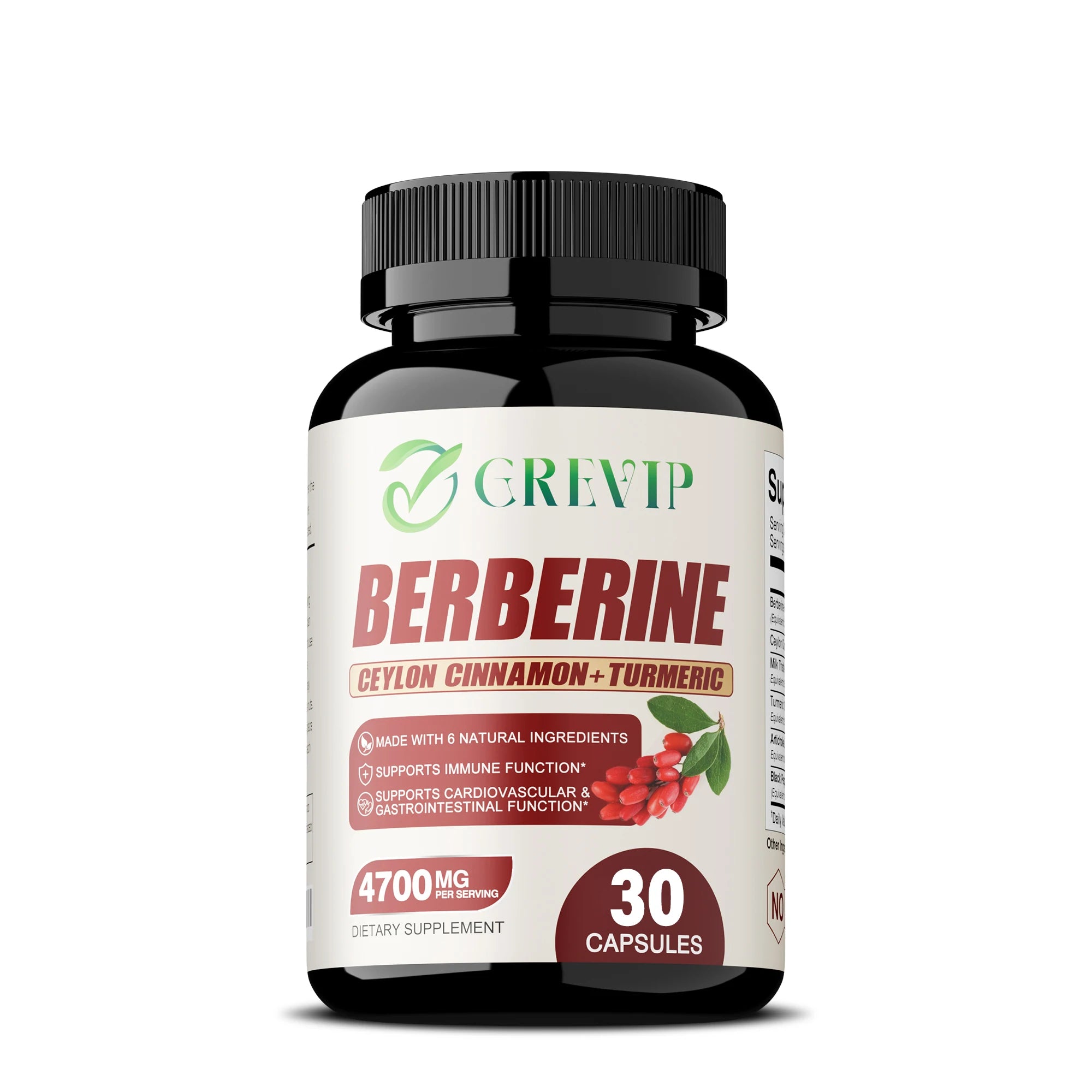 Berberine Capsules - Supports Immune Function, Promotes Cardiovascular Health, Energy Metabolism, and Improves Digestion