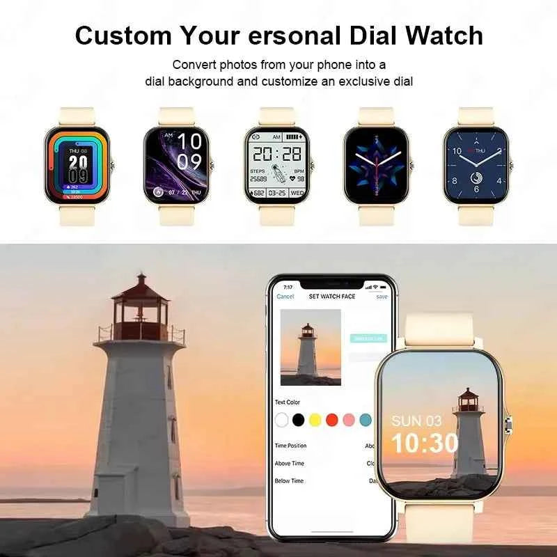 2025 New Smart Watch Bluetooth Call Music Heart Rate Blood Pressure Monitor Smartwatch for Women Men Holiday Gifts