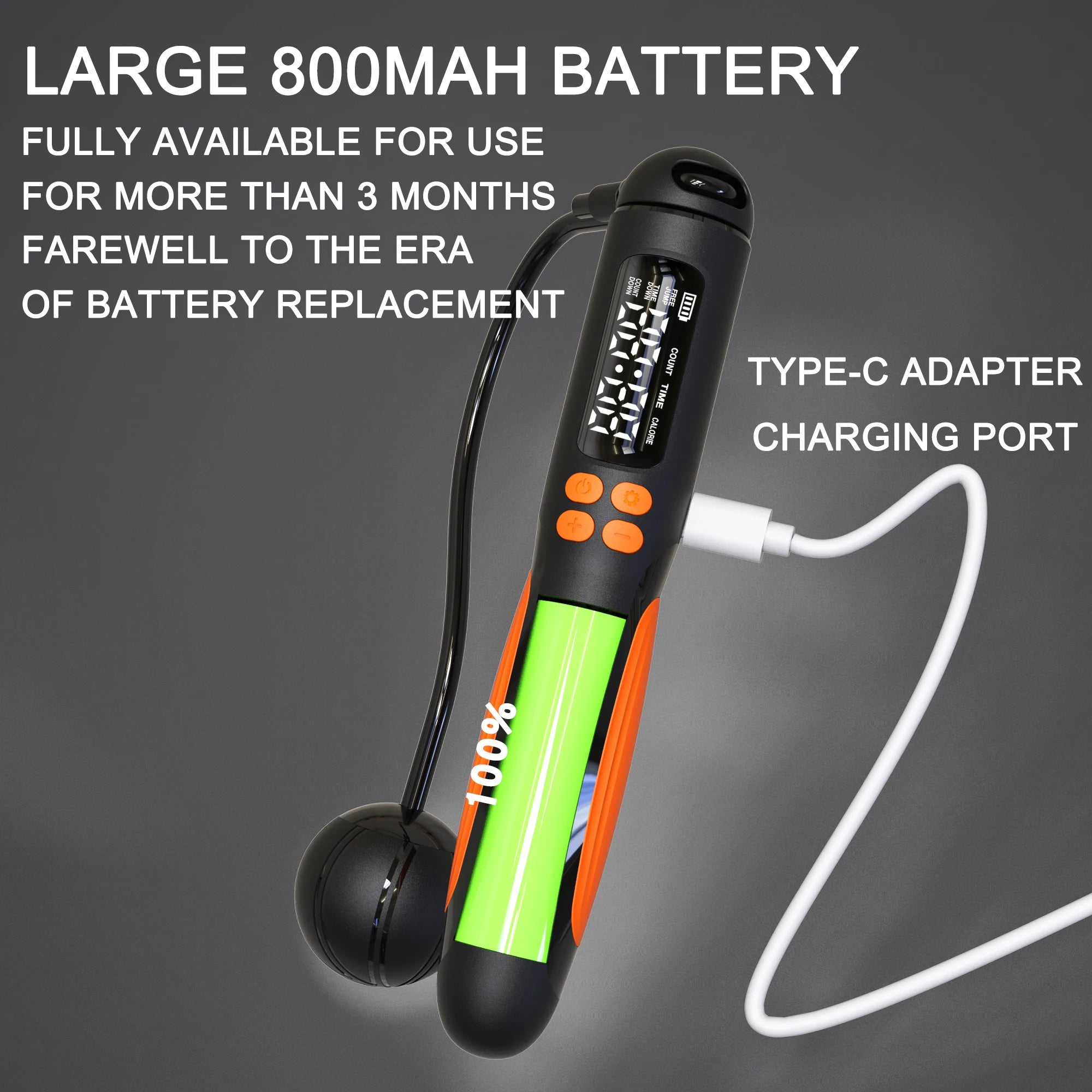 2 In 1 Counting Jump Smart Jump Rope with Digital Counter, HD Screen, Rechargeable Battery for Indoor/Outdoor Fitness