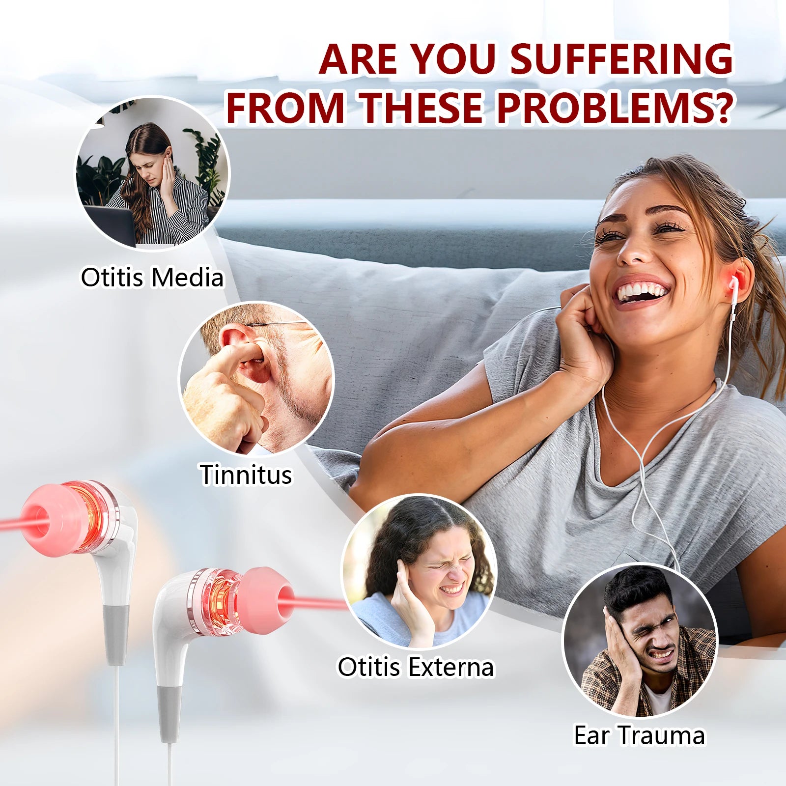 Tinnitus Ear Laser Therapy 650nm LLLT Irradiation Laser Physiotherapy Earplug Otitis Media Deafness  Hypertension Treatment - Path to Self-Improvement