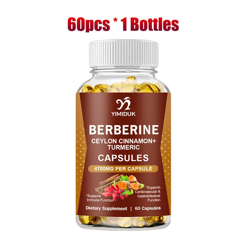 Berberine Capsules, with Ceylon Cinnamon, Support Heart Health, Immune System, Healthy GI & Cholesterol, Gluten-Free, Non-GMO