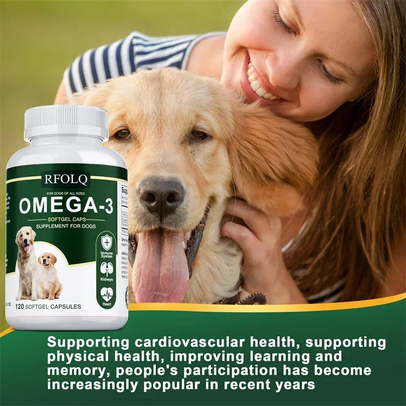 OMEGA-3 Supplement for Dogs - Reduces Hair Loss and Itching, Supports Joint, Brain and Heart Health, Skin & Hair Supplement