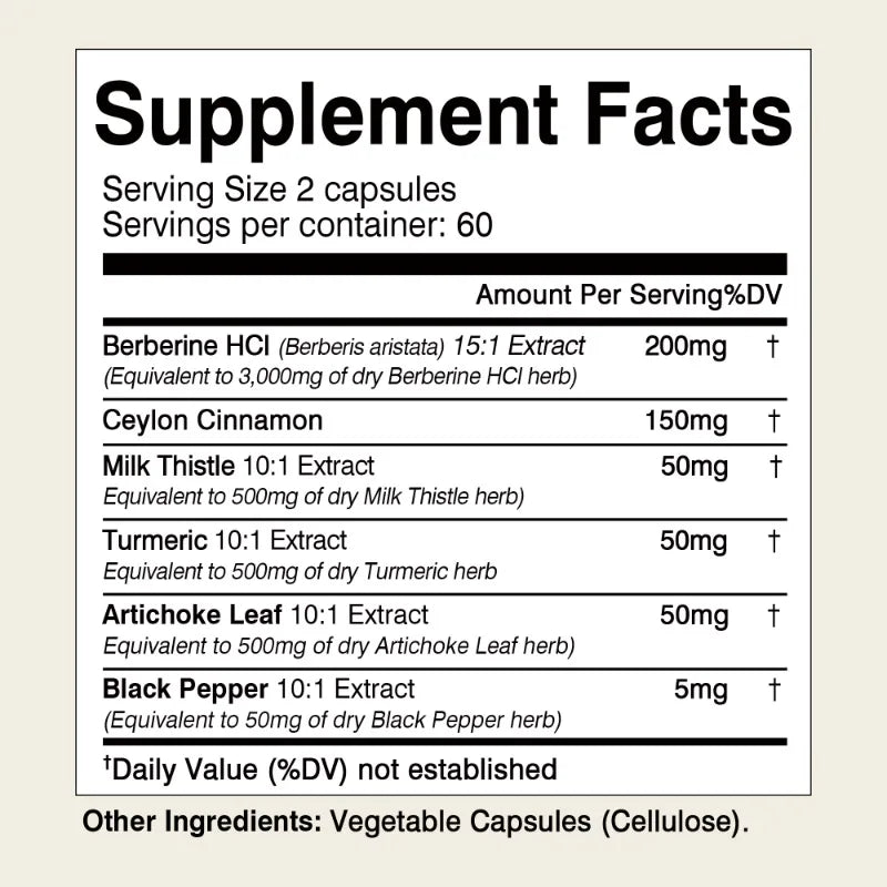 Berberine Capsules - Supports Immune Function, Promotes Cardiovascular Health, Energy Metabolism, and Improves Digestion