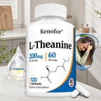 L-Theanine 200 Mg, Extra Strength Theanine Supplement – Focus and Relaxation Support, Improved Sleep, Non-GMO and Gluten-Free