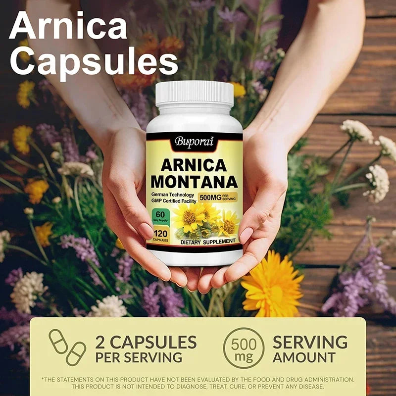 Arnica Montana Capsules - Suitable for Bruises and Swelling, Relieves Pain, Improves Mood, and Boosts Immunity - 120 Capsules - Path to Self-Improvement