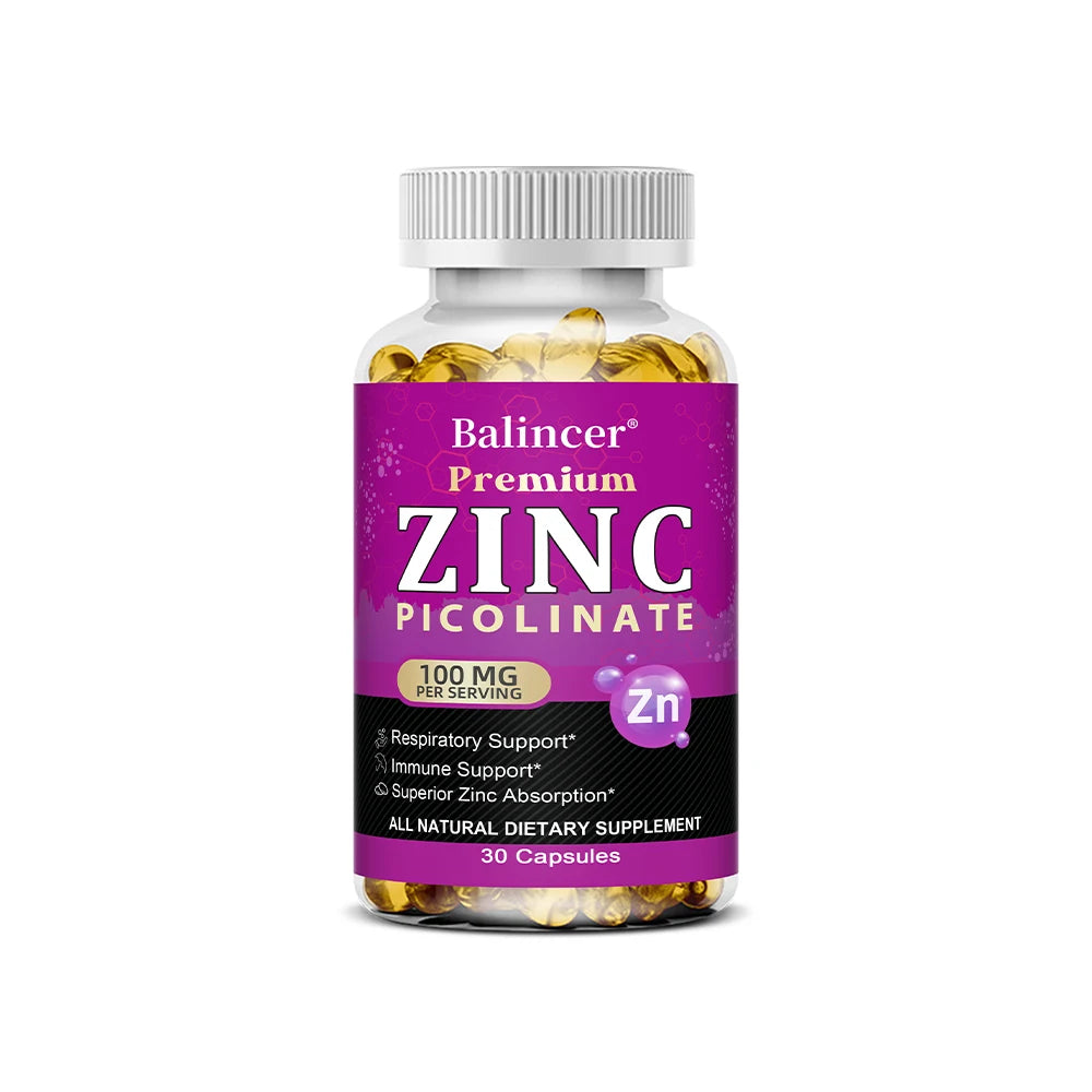 Zinc Picolinate 100Mg Capsules - Respiratory Immune Support Skin and Bone Health,Highly Absorbed Supplement