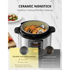 7-in-1 Small Electric Pressure Cooker with Slow Cooker Steamer Saute Sous Vide Warmer and Multi-Cooking Functions for Home Kitc