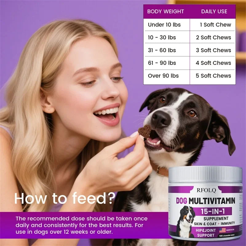 Dog Multivitamἱn - Promotes Healthy Skin and Coat, Supports Joint Health, Relieves Allergies and Aids Digestive Function - Path to Self-Improvement