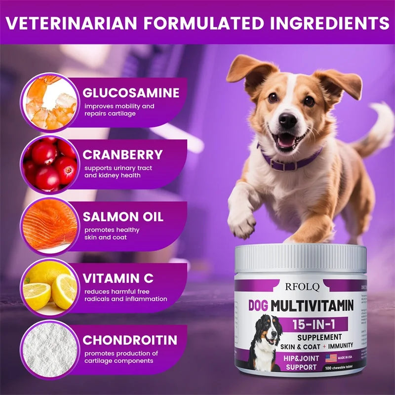 Dog Multivitamἱn - Promotes Healthy Skin and Coat, Supports Joint Health, Relieves Allergies and Aids Digestive Function - Path to Self-Improvement