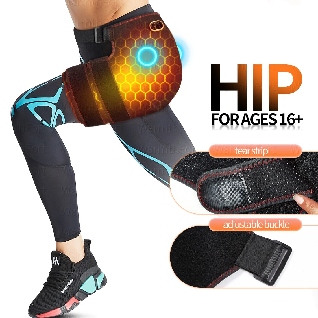 Cordless Heated Hip Support Brace with Massager for Sciatica Pain Relief Lower Back Therapy Hip Heating Pad for Physical Healing - Path to Self-Improvement