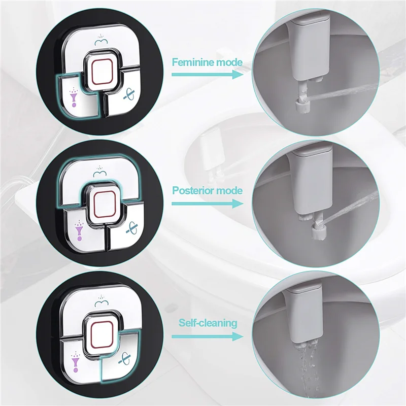 Bidet Attachment Non-Electric Bidet Toilet Seat Sprayer With Pressure Controls Dual Nozzles For Frontal Rear Wash B