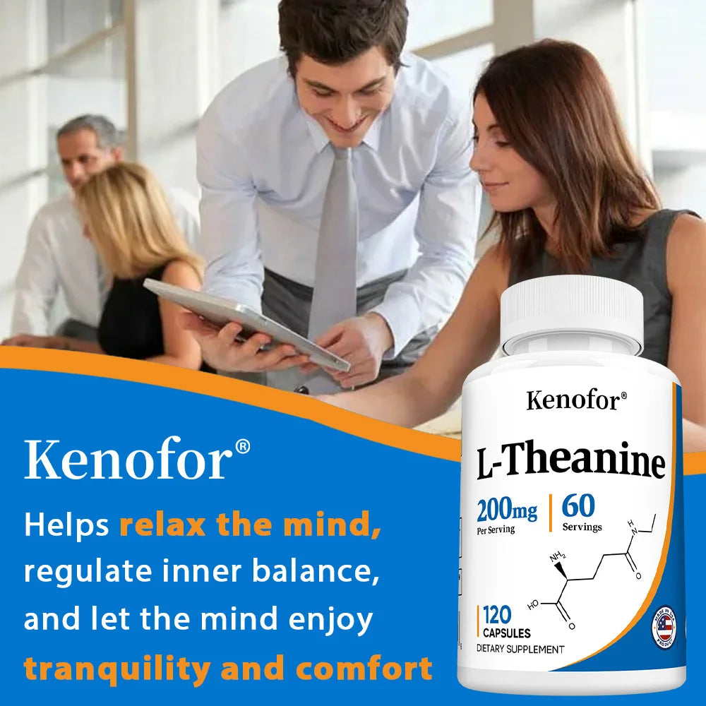 L-Theanine 200 Mg, Extra Strength Theanine Supplement – Focus and Relaxation Support, Improved Sleep, Non-GMO and Gluten-Free