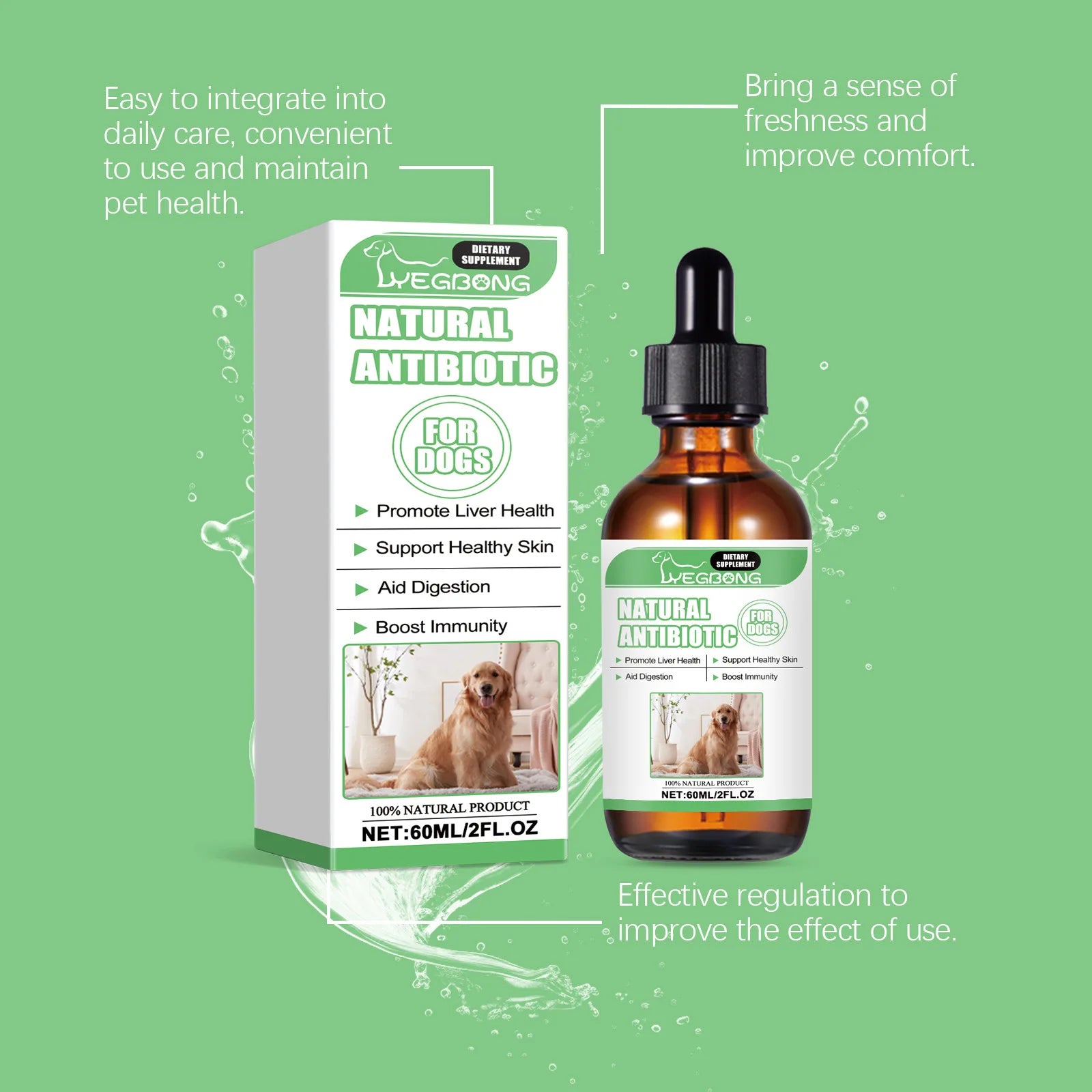 60ml Dog Health Supplement Drops - Promotes Healthy Skin, Improves Digestion and Strengthens Immunity - Path to Self-Improvement