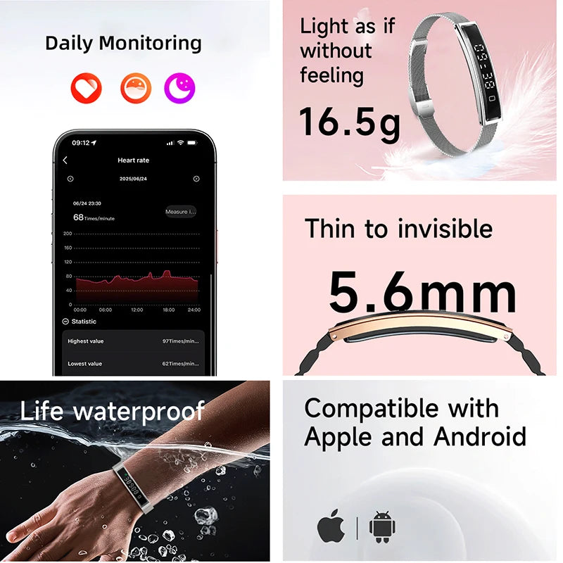 New Health Smart Bracelet Men Women Fitness Sports Band Stress Test HRV Monitor Waterproof Pedometer Smart Watch for Android iOS - Path to Self-Improvement