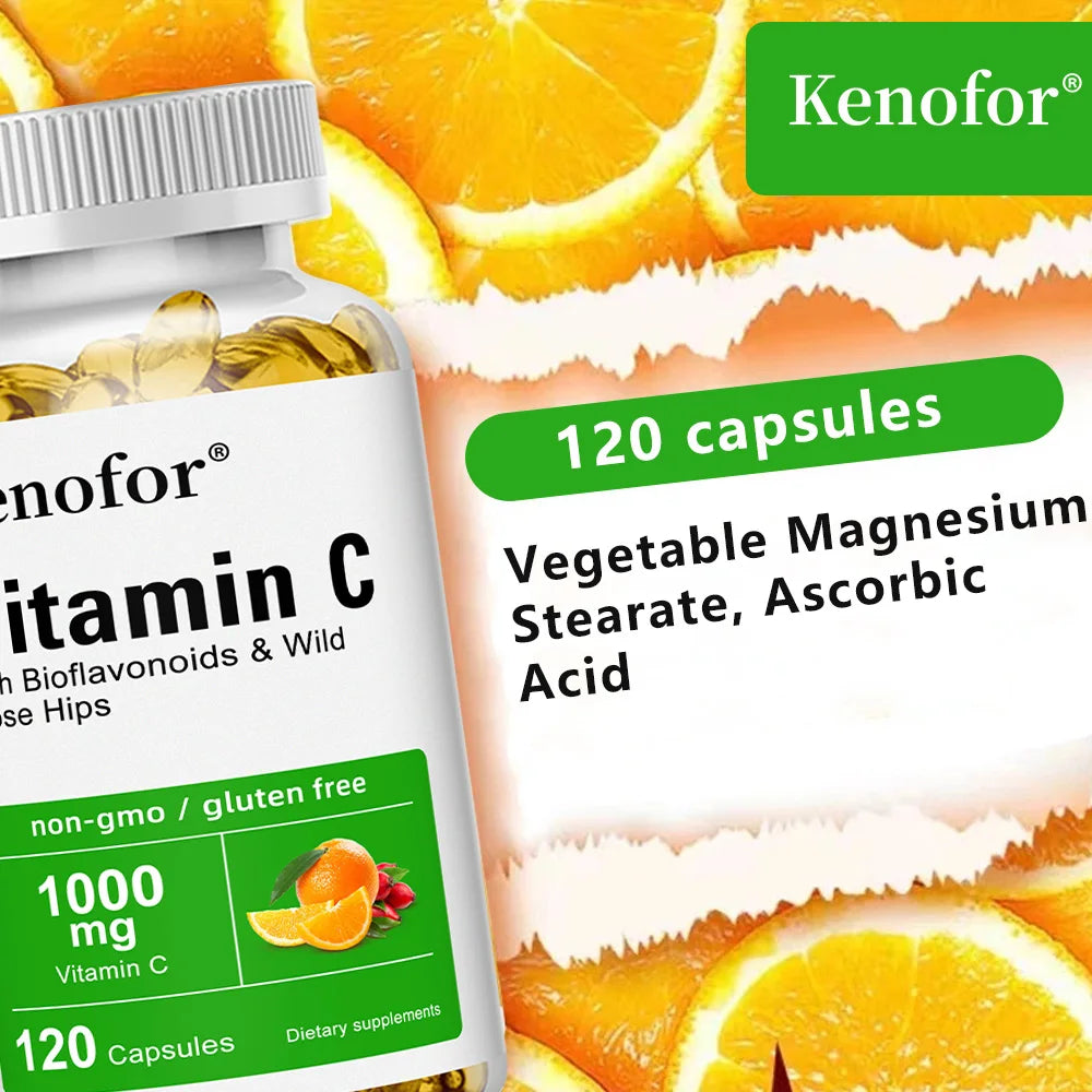 Vitamin C 1000mg - with Citrus, Rose hips,Immune System & Collagen High Potency Fat Soluble Ascorbic Acid Supplement - Path to Self-Improvement