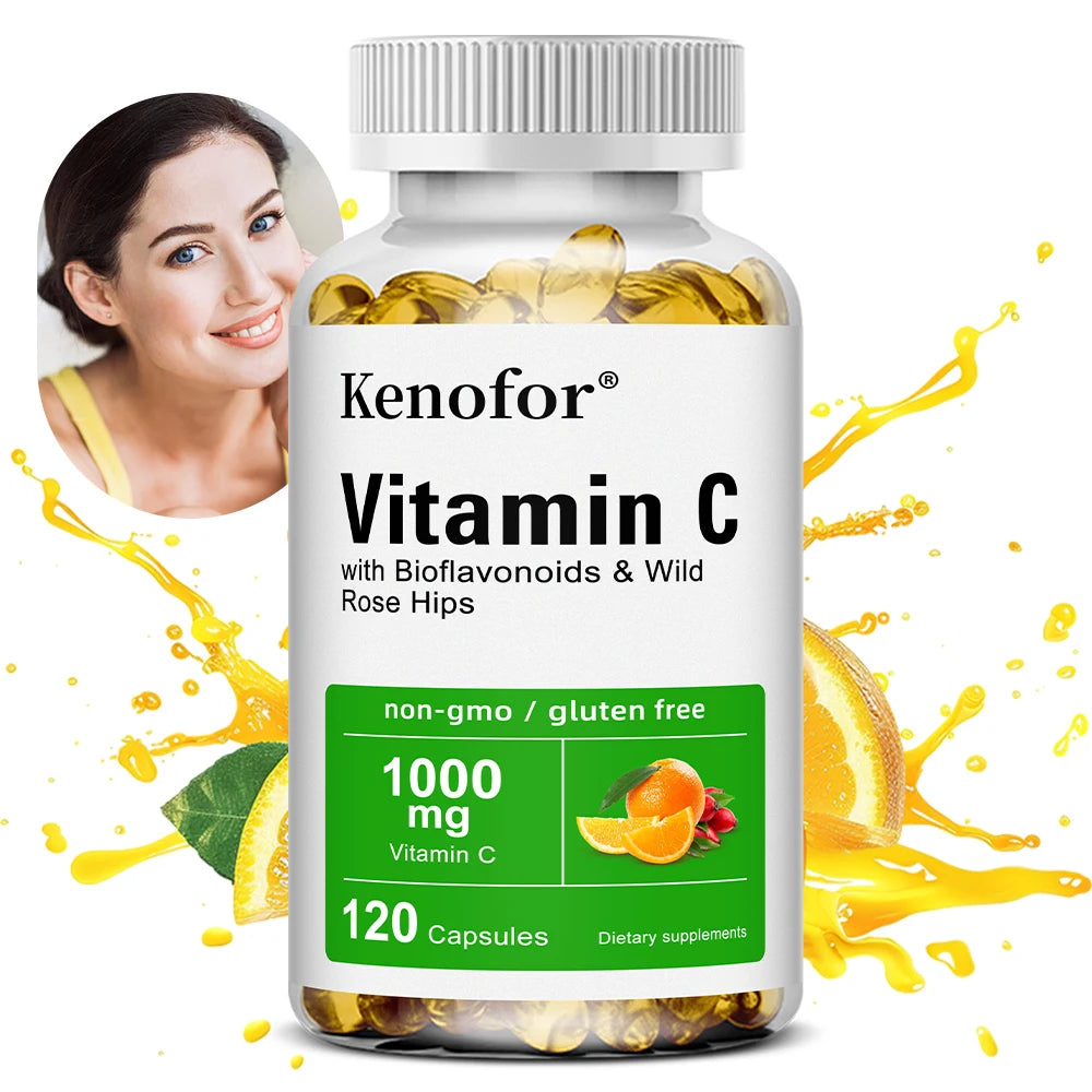 Vitamin C 1000 Mg - with Citrus, Rosehip, Immune Support, Collagen Production, Skin Health, Antioxidant, 120 Capsules - Path to Self-Improvement