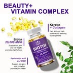 Collagen Biotin Supplement with Hyalurin&Keratin-Vitamins for Hair Growth- Women & Men-B1B2 B3B6B12 -Nails&Skin-Multi-Vitamins - Path to Self-Improvement
