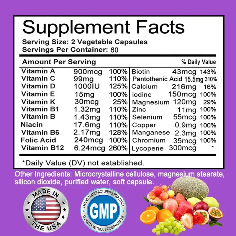 Men's Daily Multivitamin - 22 Vitamins & Minerals, Dietary Supplement for Immunity, Energy, Digestion, Skin, and Overall Health - Path to Self-Improvement