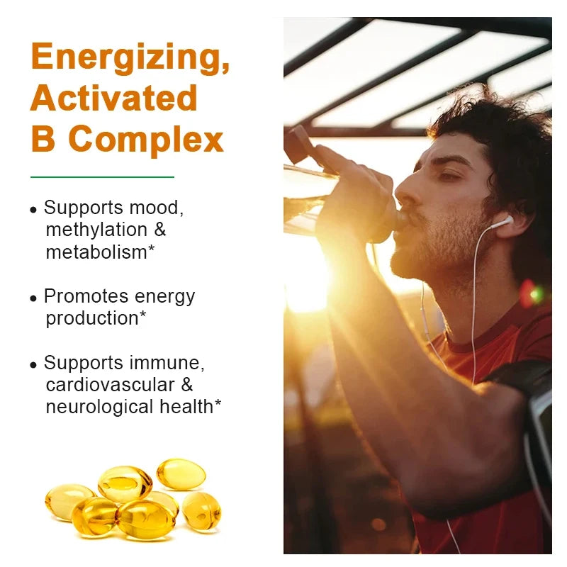 Vitamin B Complex - Supports Energy, Nervous System Health, Boosts Immunity, Antioxidant Supplement-120 Capsules - Path to Self-Improvement