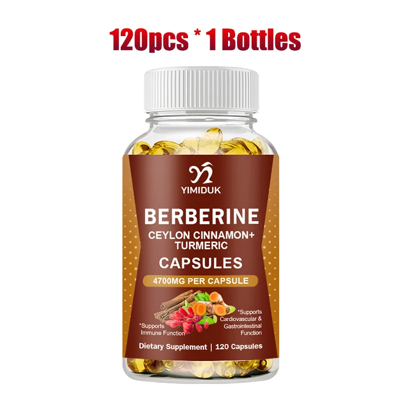 Berberine Capsules, with Ceylon Cinnamon, Support Heart Health, Immune System, Healthy GI & Cholesterol, Gluten-Free, Non-GMO