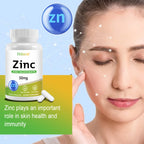 Zinc Supplement 50mg, Zinc Gluconate, for Skin, Immune, and Digestive Health, for Adults, Men, and Women