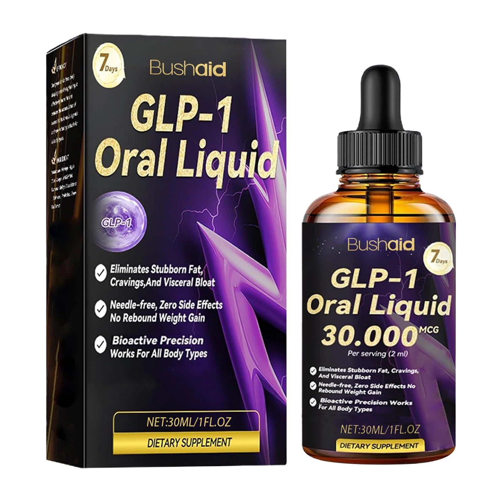 30ml GLP-1 Oral Liquid GLP 1 Peptide Complex Serum Weight Loss Supplements Natural Advanced Body Care Liquids Drops For Women