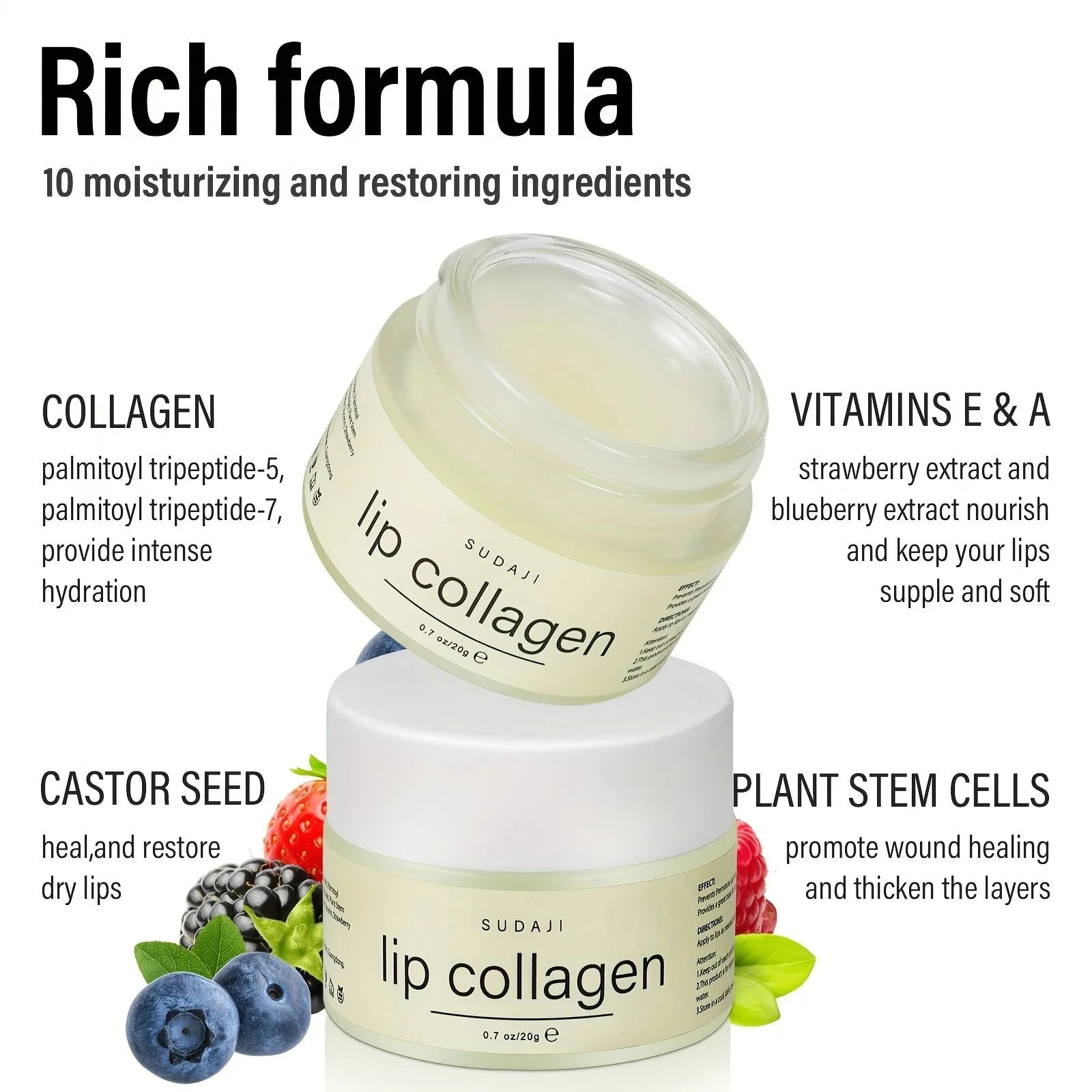 20g Plant stem cells Vitamins E & A Collagen Lip Butter - Path to Self-Improvement