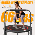 48in silent trampoline with adjustable handle, fitness trampoline, bungee jumping aerobic trainer, suitable for adult exercise - Path to Self-Improvement