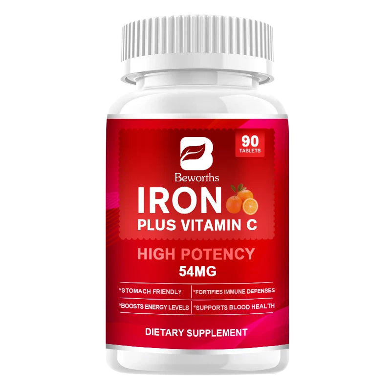 BEWORTHS 54mg Iron Tablet with Vitamin C for Blood Health Boosts Energy Level Fortifies Immune Defenses Stomach Friendly