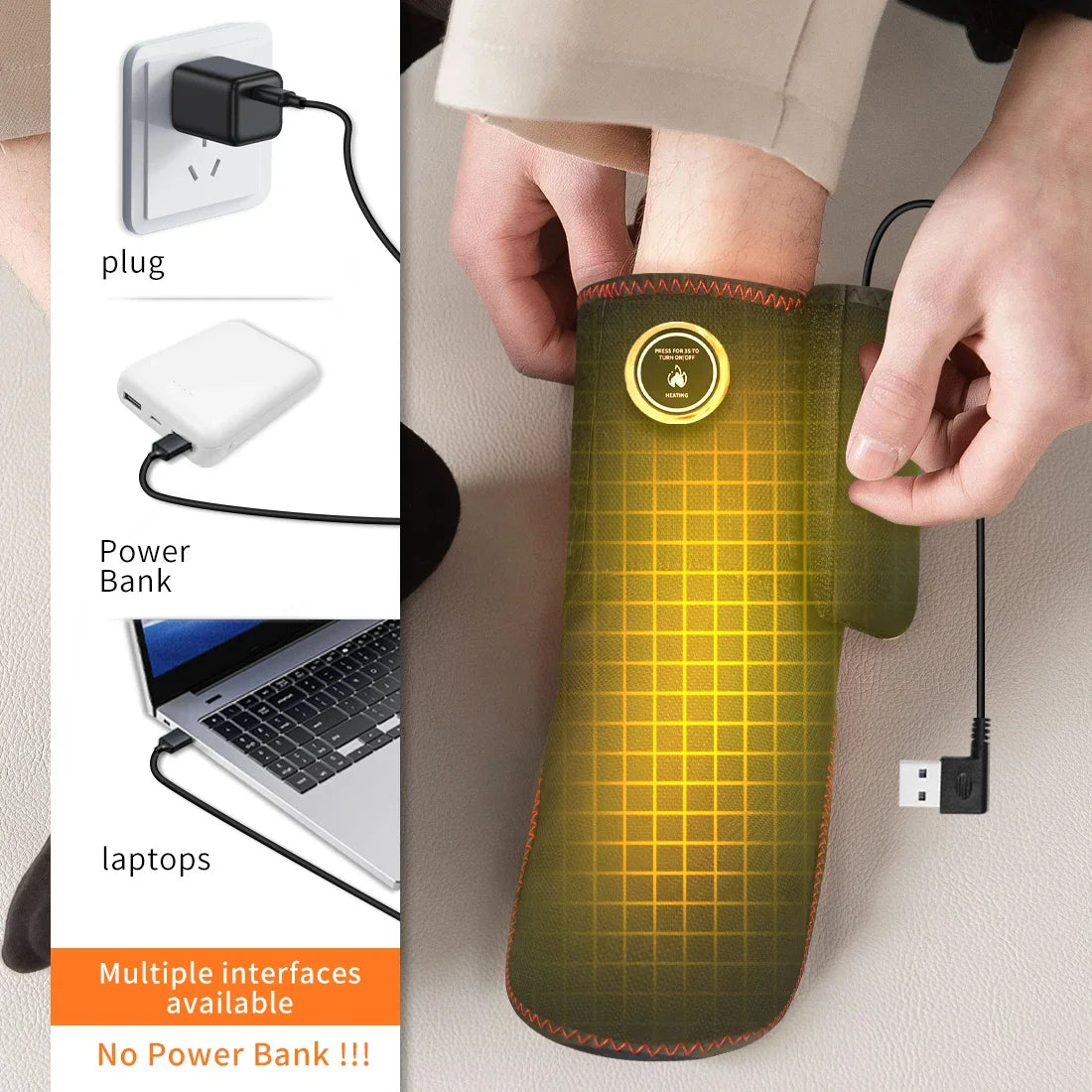 Wireless Ankle Heating Pad Electric Vibration Massage Heated Foot Hand Wrap for Wrist Ankle Rechargeable Heating Wristband Brace - Path to Self-Improvement