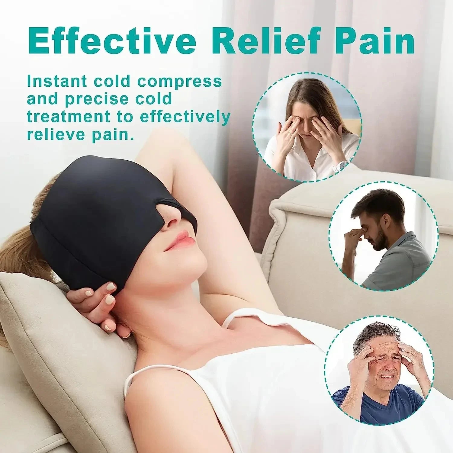 Migraine Relief Hat headache hat Gel Hot Cold Therapy Ice Cap For Relieve Pain Ice Hat Eye Mask Stress Pressure Pain Relief - Path to Self-Improvement