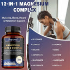 Magnesium Complex Capsules - Bone & Heart Health Supplement, Glycine, Citrate, Malate, Aspartate, Gluconate, Ascorbate, Taurine