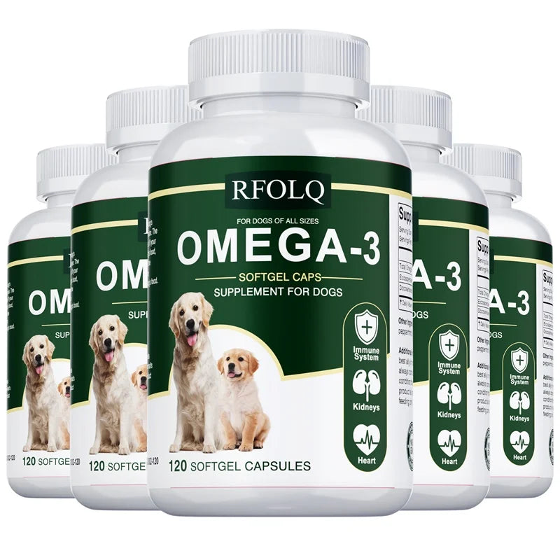 OMEGA-3 Supplement for Dogs - Reduces Hair Loss and Itching, Supports Joint, Brain and Heart Health, Skin & Hair Supplement